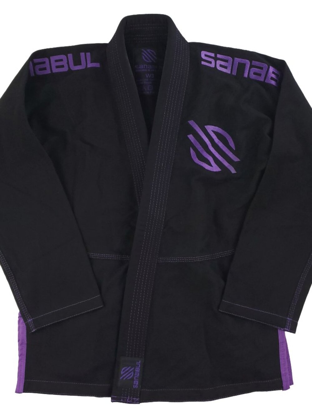 Sanabul Essential Gi Top Jiu Jitsu BJJ Black Purple 350GSM Weave Women's Size 3